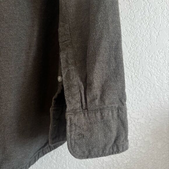 Everlane Mens Size Extra Large Olive Green Cotton Flannel Button Down Shirt - Picture 7 of 13